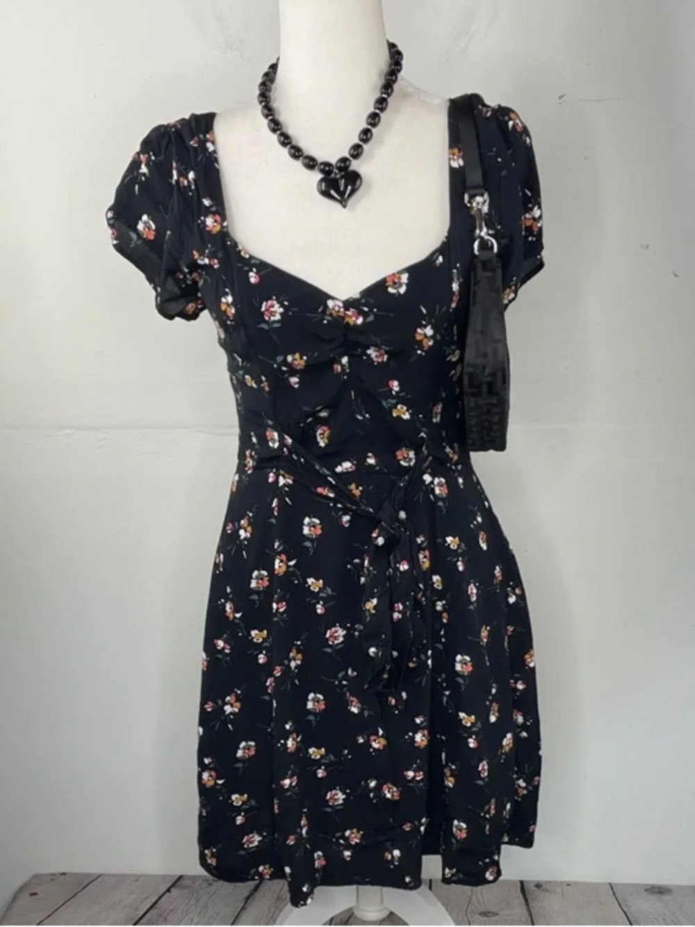 Abercrombie & Fitch black floral mini dress